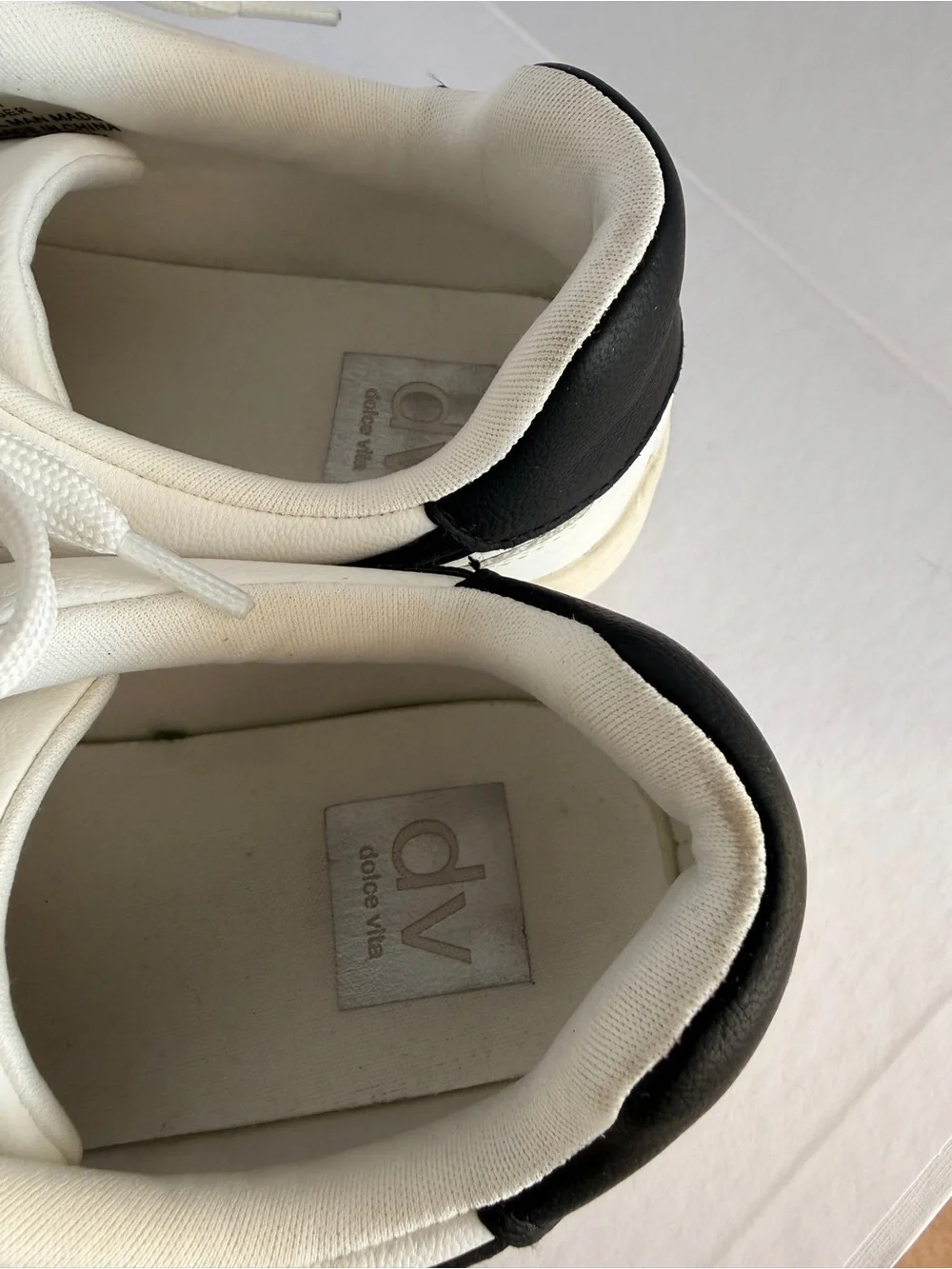 Dolce Vita White Sneakers with Black Wave Accent